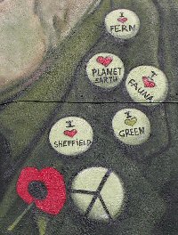 Lapel badges closeup