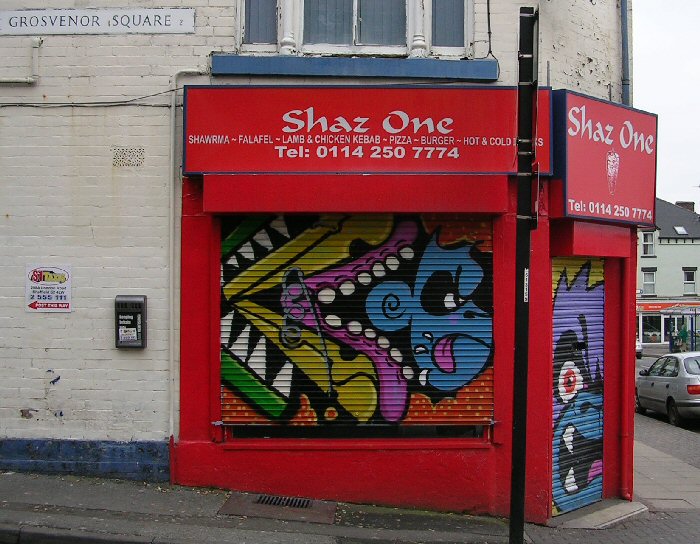 Artwork at Shaz  One, London Road